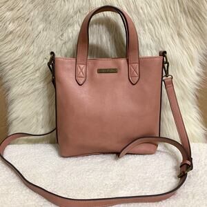 FRYE & CO Peach Salmon Faux Leather Small Tote w/XBody Strap